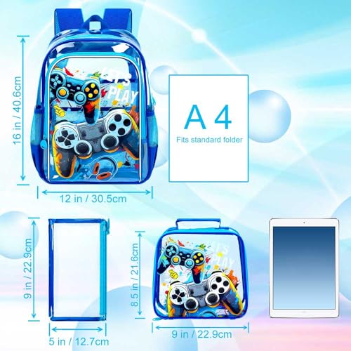 Image of KLFVB 3PCS Clear Backpack for Girls and Boys, Kids See Through Backpacks Stadium Approved, Transparent Bookbag for Elementary