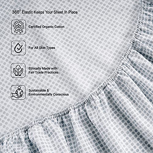 Image of LANE LINEN Twin XL Bed Sheets 100% Organic Cotton 3pc Percale - Polka Dot | Twin XL Sheet Set, GOTS Certified Organic Cotton Percale - Best-Value Organic Cotton, Affordable Organic Luxury