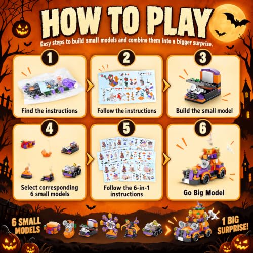 Halloween Advent Calendar for Adult Kids with 6 in 1 Building Blocks - image 5