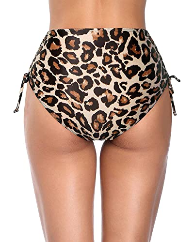 Image of Holipick Women's High Waisted Bikini Bottom | Tummy Control Ruched, Full Bum Coverage, Full Lining, Adjustable Drawstring Tie Side, Swimming, Beach
