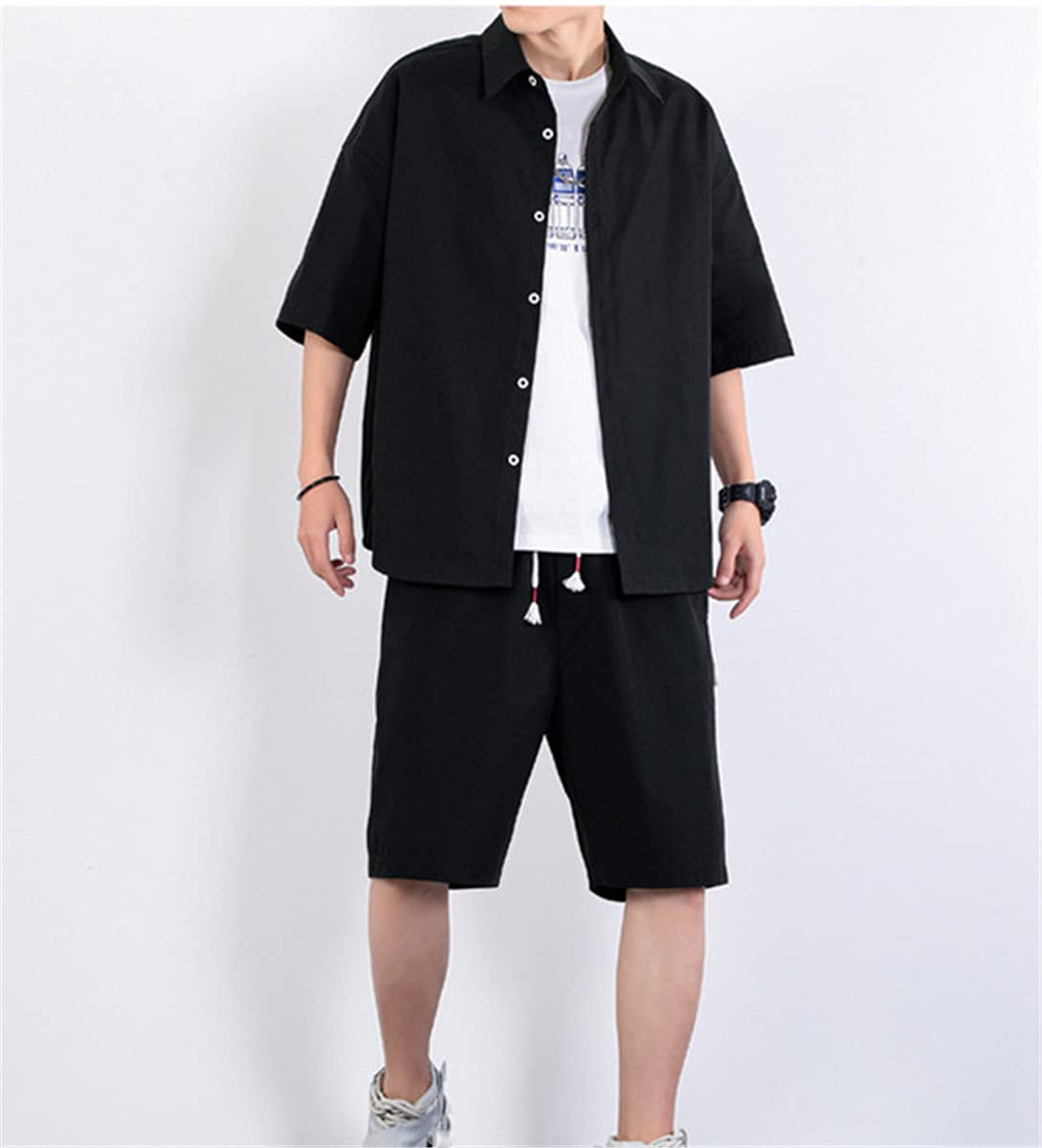 Amazon.co.jp: メンズ シャツ ハーフパンツ 上下セット 2点セット