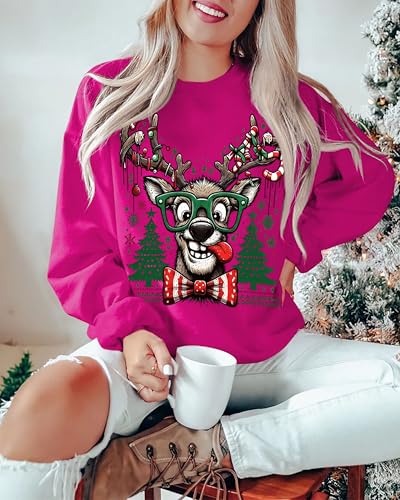 Ugly Christmas Sweatshirts Women Oversized Funny Reindeer Graphic Sweater 3 Ugly Christmas Sweatshirts Women Oversized Funny Reindeer Graphic Sweater - Image 4