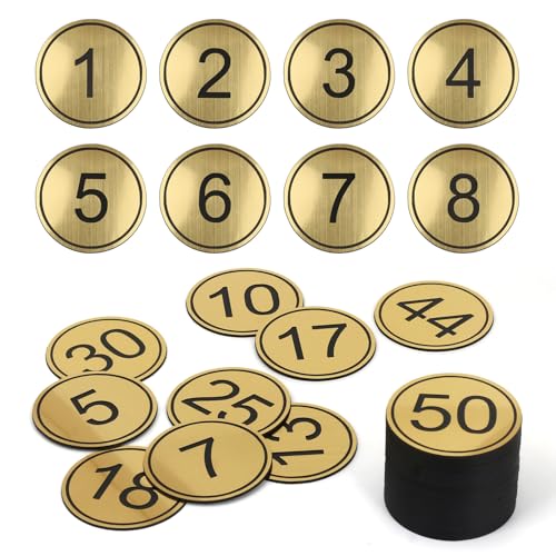 NestNook Goldene Tischnummern 1–25, 5 cm große ABS-Etiketten mit Gravur und selbstklebendem Klebeband für Restaurants, Hotels, Fitnessstudios usw NestNook Goldene Tischnummern 1–25, 5 cm große ABS-Etiketten mit Gravur und selbstklebendem Klebeband für Restaurants, Hotels, Fitnessstudios usw
