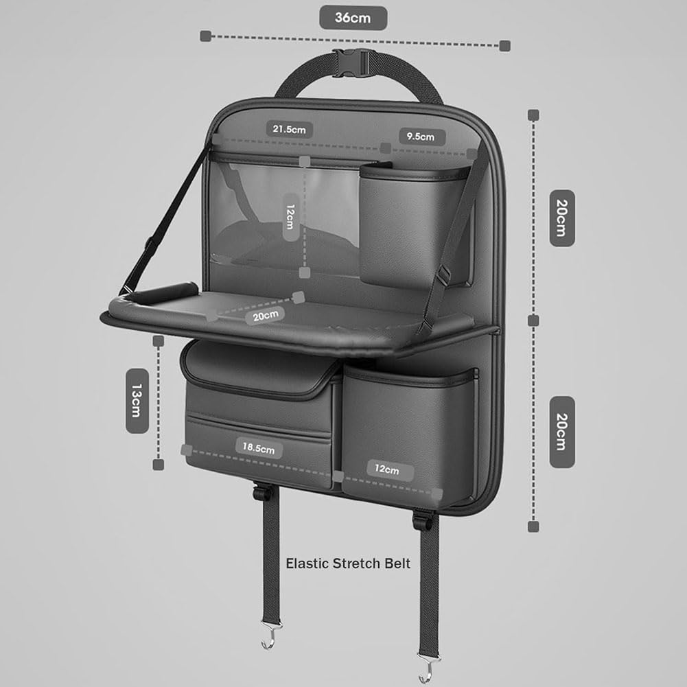 Organizador Asiento Trasero Coche para Nissan Xterra N50 WD22 2.Gen / 1.Gen WD22 2000-2015, Cuero Organizadores con Bandeja Mesa Plegable, Coche Protector Respaldo,Small-Black