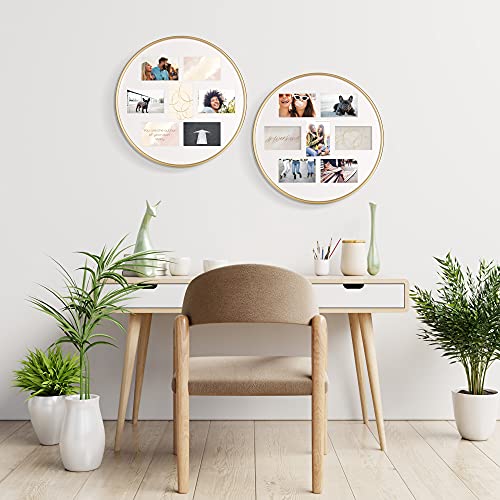 Gallery Solutions Gold Modern Round Collage Picture Frame Set, 7 Opening, Set Of Two #TOP4