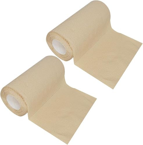 Papel de cocina 2 rollos de papel higiénico para limpiar las manos, papel higiénico para cocina, papel absorbente de aceite, color marrón claro,