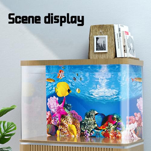 Image of Double-Sided Aquarium Background, Coral Reef and Seabed Design, 12 x 20 Inches, Waterproof