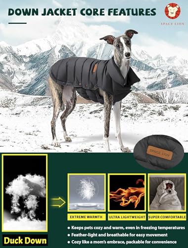 SPACE-LION-Puffer-Jacket-Down-Winter-Coat-Waterproof-Windproof-Lightweight-Jacket-Adjustable-Fit-for-Small-Medium-Large-Dogs-Black-M SPACE LION Puffer Jacket Down Winter Coat Waterproof Windproof Lightweight Jacket Adjustable Fit for Small Medium Large Dogs Black M