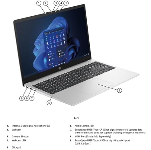 250 G10 Notebook portatile Silver, RAM 16GB, SSD 512GB, Display FullHD 15.6", nuovo processore Intel N200 4 Core da 3,7 GHz, tastiera retroilluminata, fingerprint, Win 11 Pro, pronto All'uso, Ita - Notebook - Immagine 6