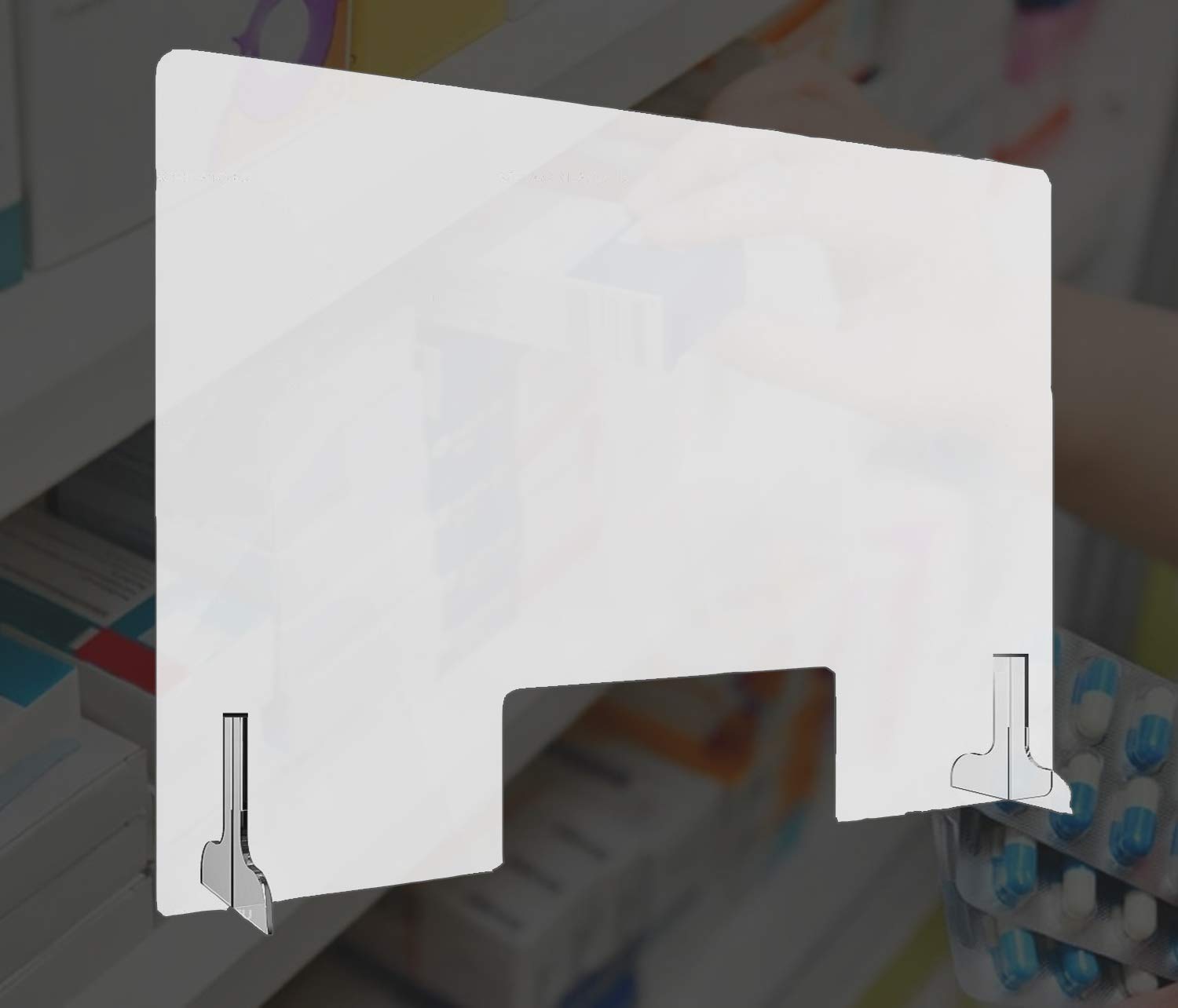 Mampara de Protección Metacrilato Transparante 3MM Grosor con Soporte (100x70 (5UNID))