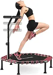 NOVEVE Trampolins Jump Dobrável Com Apoios De Braços Ajustáveis Diâmetro Do Trampolim 108 Cm Capacidade De Carga 250kg Rosa