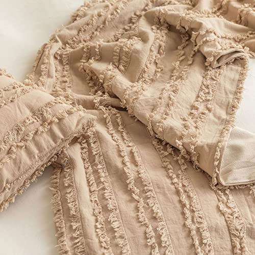 Home Bed Runner For Foot Of Bed Quilted Bed Scarves Jacquard Tassel Bed Throw Cotton Linen Solid Color Bed End Towel Cover For Queen Double Single King Size Bed,Beige 45 * 240Cm #TOP2