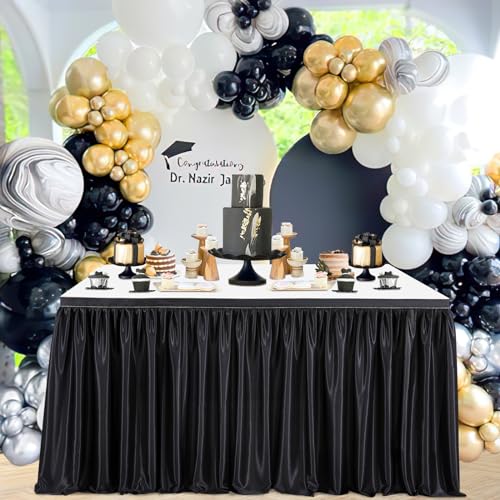 Queendream FBA-50DTABLESKIRT-6FTBLACK0227 Black Polyester Table Skirt thumb #4