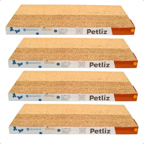 Kit 4 Arranhador Plano Papelão Ondulado Anti Estresse Brinquedo para Gato Afiador Unha Petliz