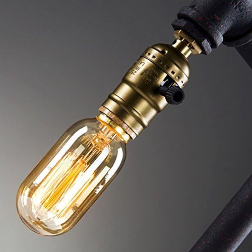 Miniatura 4 de CraftThink Lámparas de mesa retro vintage, lámpara de escritorio industrial de tubo de hierro steampunk, 20.87 x 7.87 pulgadas, con mango de válvula