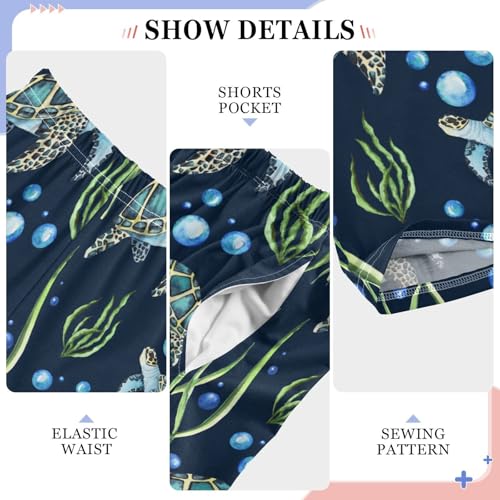 Sea Turtle Coral Boys Long Pants Soft Trousers Elastic Waist Kids Lounge Bottoms with Pockets S-XL4