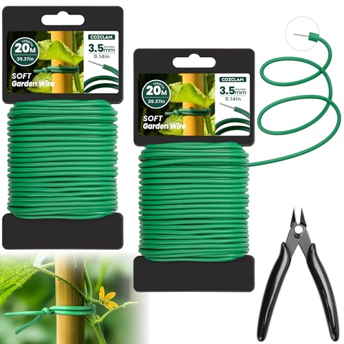 COZCLAM 40 m Grüner Gartendraht mit Schneider, 3.5mm Flexibler...