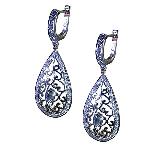 Boucles d'oreilles topazes bleues naturelles : cadeau de naissance idéal