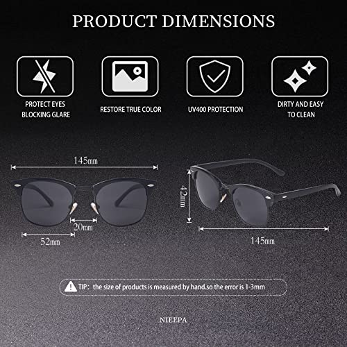 Classic Semi Rimless Polarized Sunglasses for Men Women Half Frame Retro Driving Sun Glasses NP10064