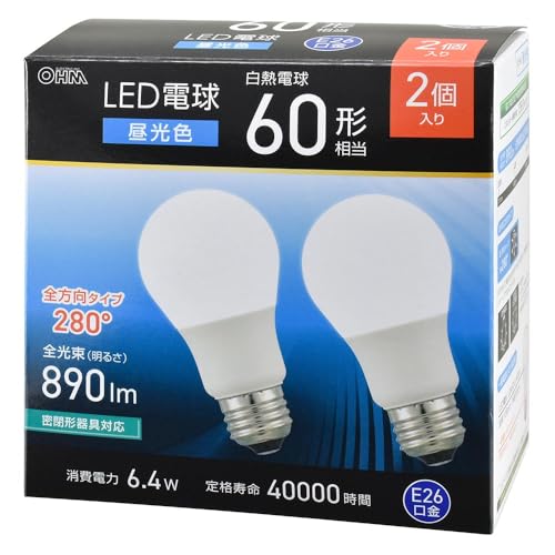 �I�[��(OHM)�I�[���d�@ LED�d�� E26 60�`���� �����F 2�� LDA6D-G AG59 2P 06-5468