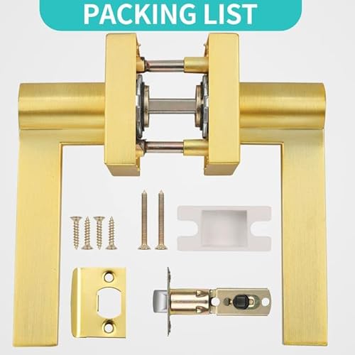 Bonpoly 2 Pack Passage Lever Door Handle Satin Brass Door Handle, Slim Passage Door Lever, Heavy Duty Door Handle Set, Closet Door Handles #TOP6