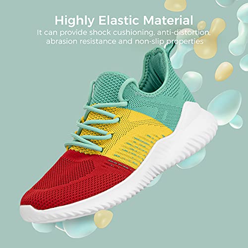 Image of Flysocks Slip On Sneakers for Women-Non Slip Gym Sports Shoes Lightweight Comfortable Walking Tennis Shoes, B- Red Yellow Green, 8