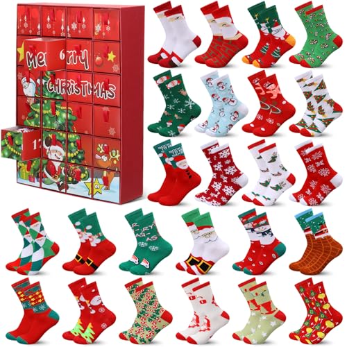 Calendrier de l'Avent chaussettes homme femme avec boîte de compte à rebours