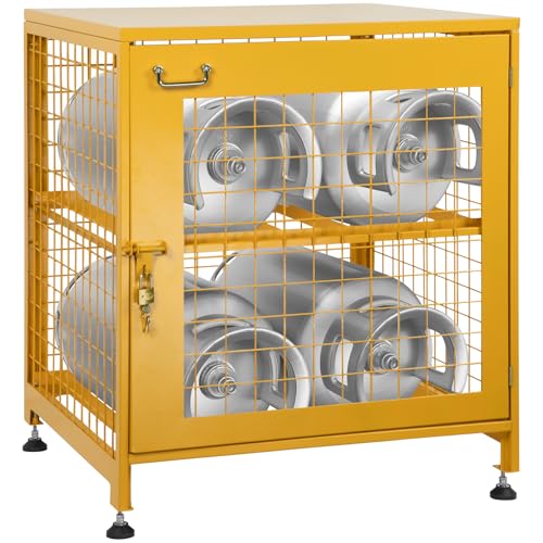 Propane Tank Storage Box for 4 Cylinder, Heavy-Duty Horizontal Cylinder Storage Cabinet, 150LB Load Capacity, Powder Coated w/ Lock & Keys, Ideal for Home & Industrial Use, 30.9”L x 29.7”W x 36.8”H