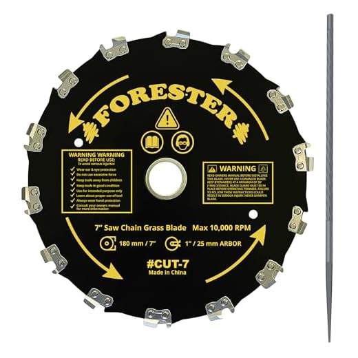FORESTER Chainsaw Brush Cutter Blade + File Set - 7in x 14 Teeth | Fits Most Straight Shaft Trimmers | Conversion Kit Sold Separately