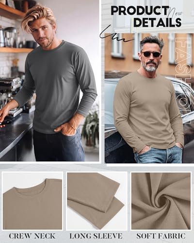 Image of August Alley 4 Pack Men's Big and Tall Cotton Shirts L-7xl, Long Sleeve Oversized Tops Loose Casual Large T-Shirts Basic Tee