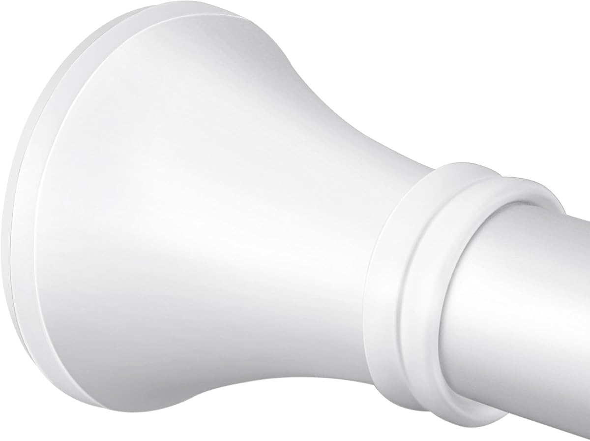 YNL White Shower Curtain Rod 36-84 Inch(3-7ft), No Slip No Drill Stainless Steel Spring Tension Curtain Rod, No Rust Shower Rod Adjustable For Bathroom Window Bedroom