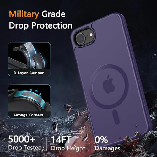 Image of iPhone 16e Magsafe Hard Back Case | Matte Design & 360 Protection | Military-Grade Apple iPhone 16e Cover | Strong Magnet Back - Purple