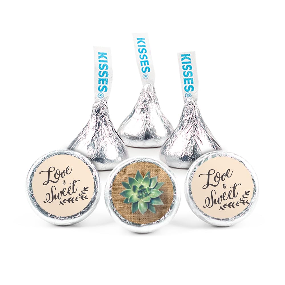 Autocollants pour mariage sur Kisses Hershey's motif succulent pour un centre de table champêtre