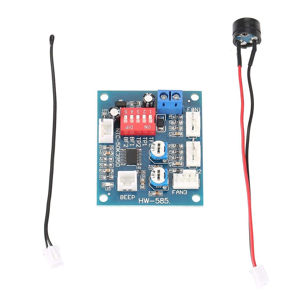 Modulo Regolatore Velocità Ventola PWM, Regolatore Ventola Termostato DC12V a 4 fili con sensore Scheda Regolatore fai-da-te per PC + funzione Allarme Sonda Buzzle