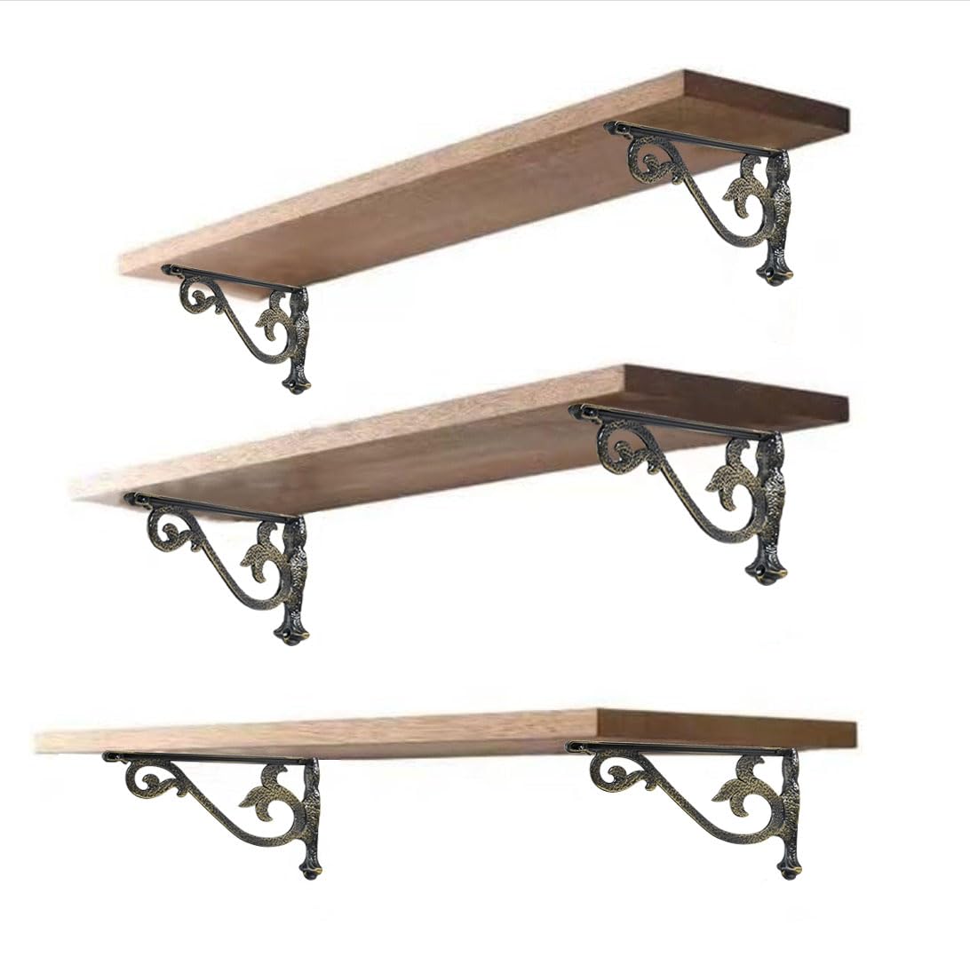 Rustic Antique Brass Shelf Bracket, 6 in (152 mm) — KHTUMEWARE