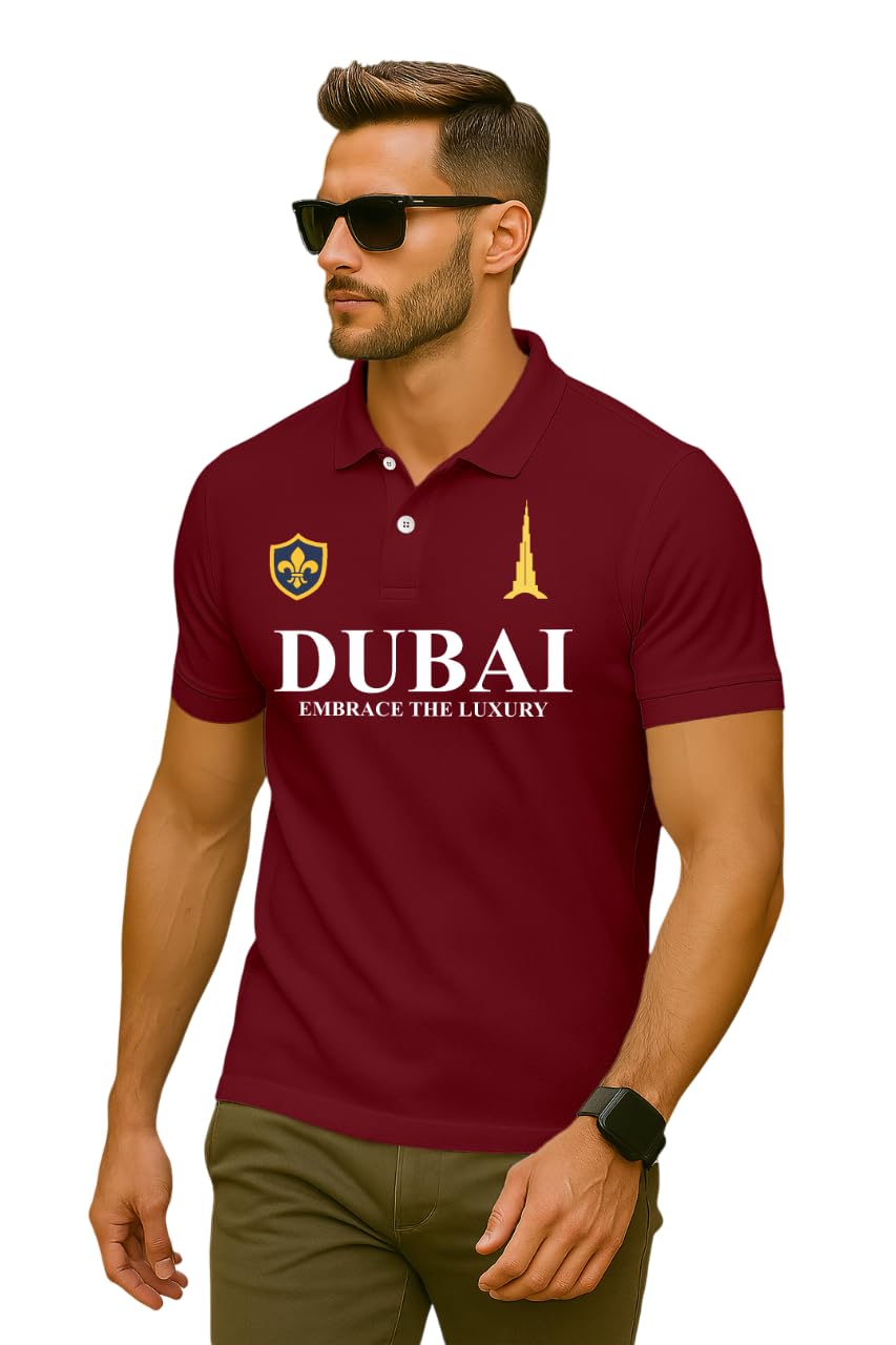 dagcros Dubai Luxury Graphic Polo T-Shirt, Cotton, Regular Fit, Half Sleeve, Black, Unisex-picture-55