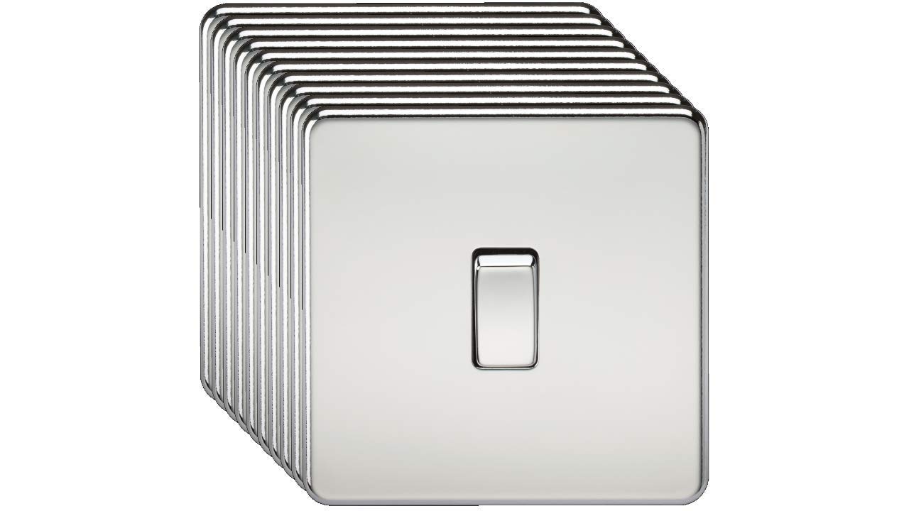 Knightsbridge Polished Chrome Screwless 10Ax 1G 2-Way Switch