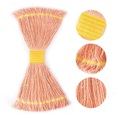 Image of Matthew Cleaning 3Pcs 5'' Headband White&Orange&Green 24Oz Commercial String Mop Heads, Loop-End Mop Head Replacement, Heavy Duty Industrial Washable&Reusable Mop Refills for Residential& Warehouse