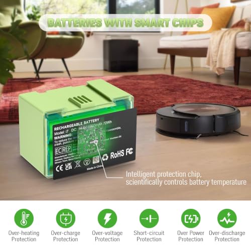 Image of Upgraded 5000mAh 14.4V Replacement for iRobot Roomba Battery ABL-D1 4624864 Compatible with Roomba e and i Series Battery i3 3150 i3+ 3550 i4 4150 i4+ 4550 i8 i8+ i7 i7+ e5 e6 J7 J7+ J6+ J5
