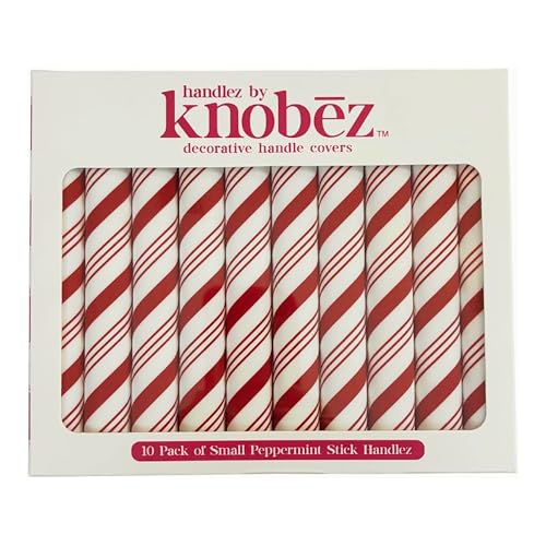 Knobz Handlez 10pk Small Covers Peppermint Stick Festive Holiday Decor
