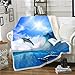3D Stampa Coperta in Pile Coperta Sherpa Coperta per Adulti Delfino Onda Gigante Blu Trapunta da Viaggio Biancheria da Letto Copriletto Regalo per Bambini 130x150cm