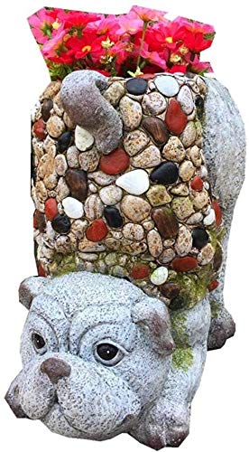 Cadeau de décoration jardin statue de chien en résine pour amateurs de fleurs