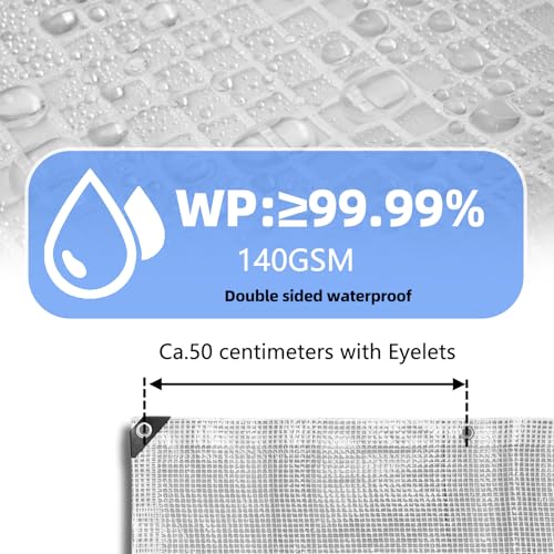Clear Tarpaulin Waterproof Heavy Duty Greenhouse Grid Tarpaulin Outdoor Polythene Plastic Sheeting 140GSM Transparent Tarp Cover With Eyelets For Protection Plant Garden Furniture Firewood (2m x 6m) - Image 2