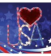 LAMPHOME 50L Independence Day Lights I Love USA 4th of July Decoration Lights Patriotic Window Li...