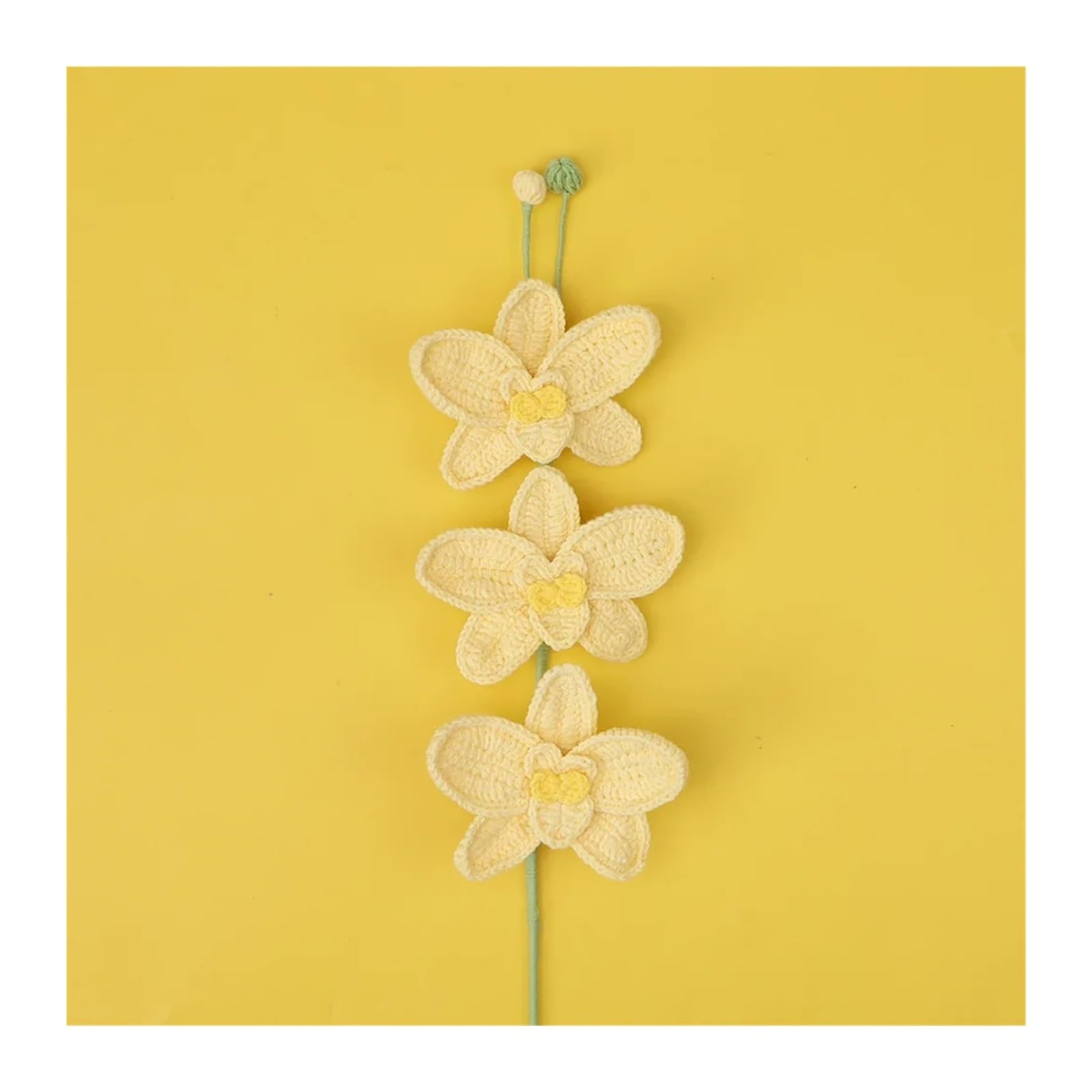 PawUniscript 2pcs Lovely Phalaenopsis Crochet Bouquet - Cute Knitting Flower For Wedding, Home Decor & Gift(Color2)