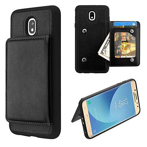 Wydan Case for Samsung Galaxy J7 2018/J7 Refine/J7 Star/J7 Eon/J7 TOP/J7 Aero/J7 Crown/J7 Aura/J7 V 2nd Gen - Faux Leather Wallet Credit Card Kickstand Executive Phone Cover