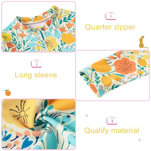 Image of Funnycokid Baby Toddler Girls Swimsuit 4 Piece Bathing Suit Long Sleeve Rash Guard Sets 12 Months-7 Years