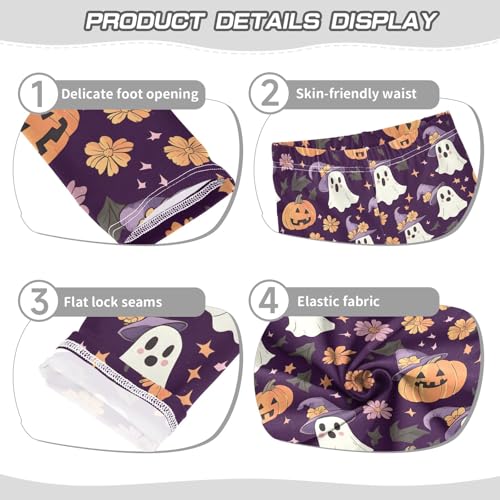 Girls' Athletic Leggings Ankle Length Yoga Dance Pants Kids Teen 4T Ghost Flower Pumpkin3