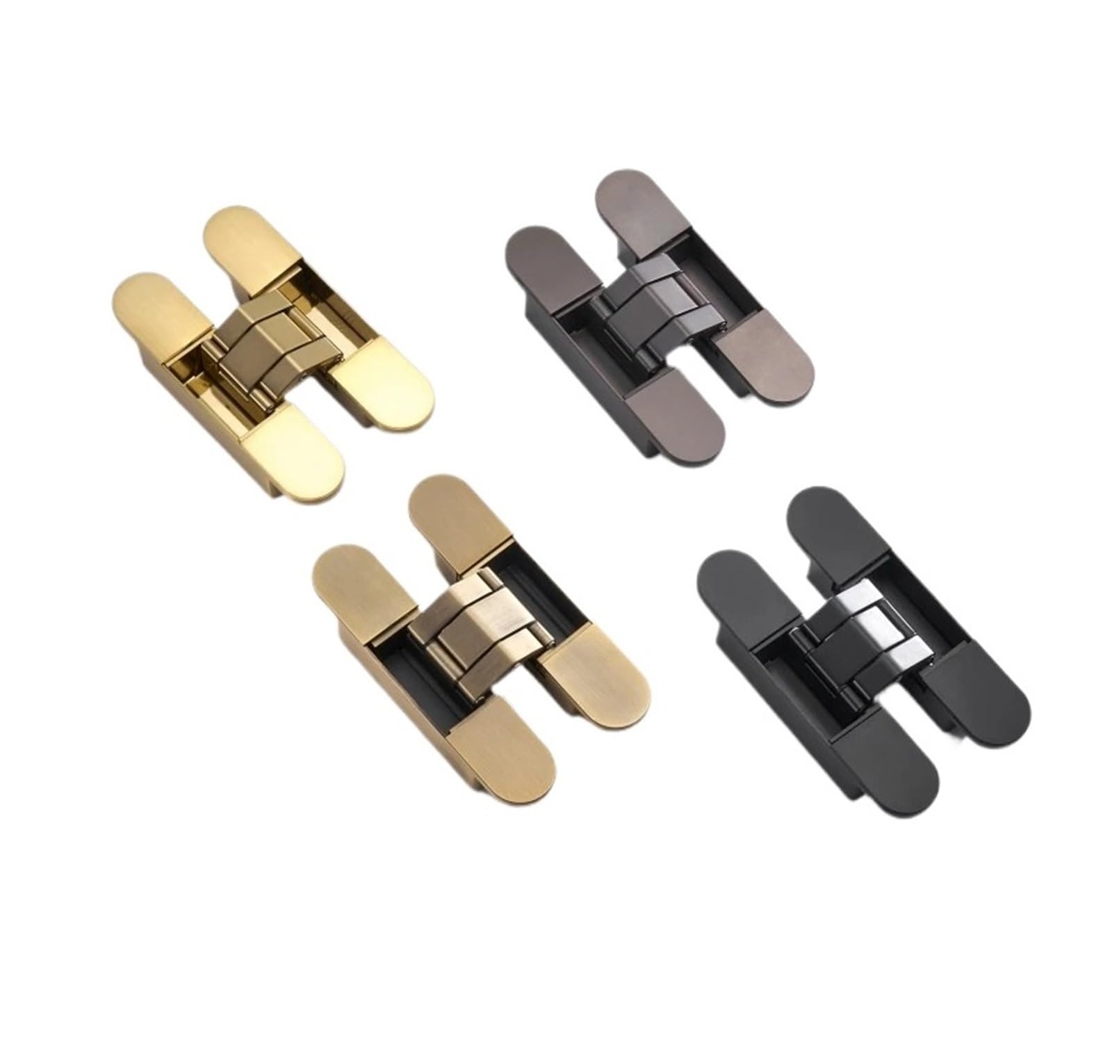 1pcs Invisible Door Hinges 3D Adjustable Concealed Shiny Gold Black Bright Chrome Zinc Alloy Butt Hinge Heavy-Duty(H60-Grey)