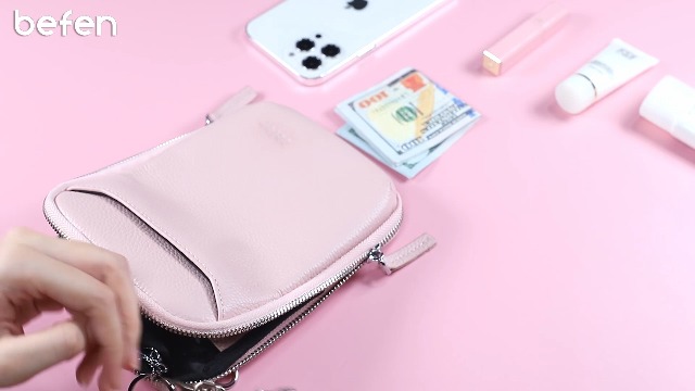 befen Genuine Leather Phone Purse Crossbody for Women Black, RFID